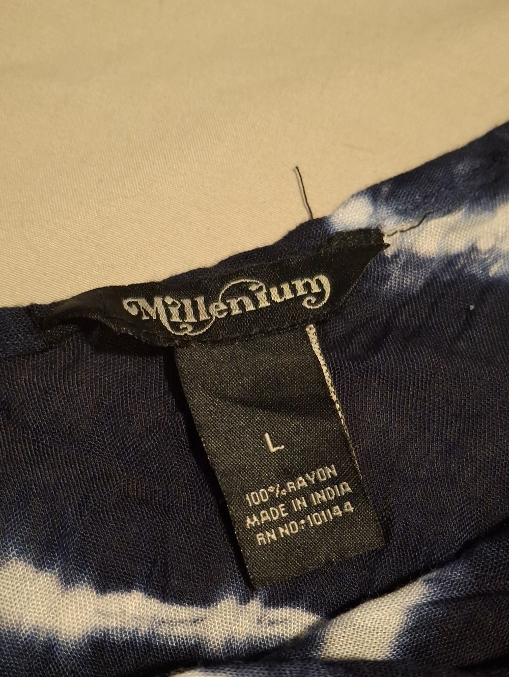 Millinium Navy And White Tie Dye Rayon Maxi Dress - Picture 2 of 6